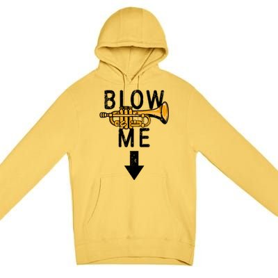 Blow Me Trumpet Funny Gift Premium Pullover Hoodie