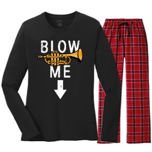 Blow Me Trumpet Funny Gift Women's Long Sleeve Flannel Pajama Set 