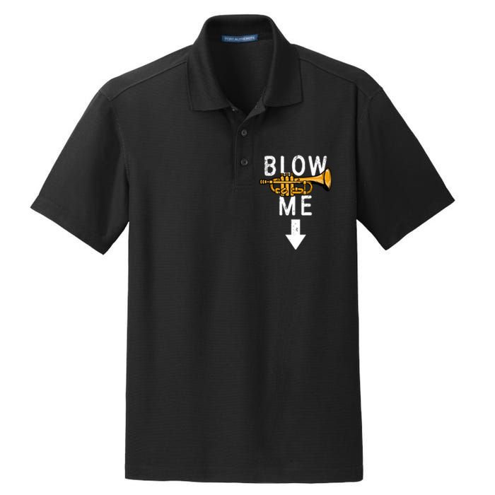 Blow Me Trumpet Funny Gift Dry Zone Grid Polo