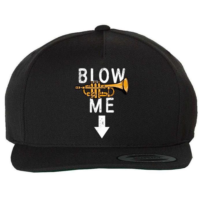 Blow Me Trumpet Funny Gift Wool Snapback Cap