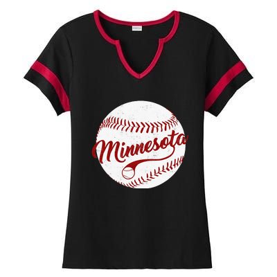 Baseball Minnesota Team Love Baseball National Pastime Ladies Halftime Notch Neck Tee