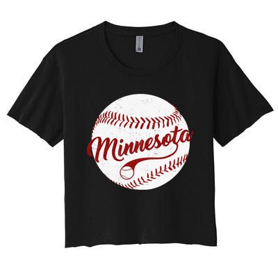 Baseball Minnesota Team Love Baseball National Pastime Women's Crop Top Tee