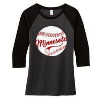 Baseball Minnesota Team Love Baseball National Pastime Women's Tri-Blend 3/4-Sleeve Raglan Shirt