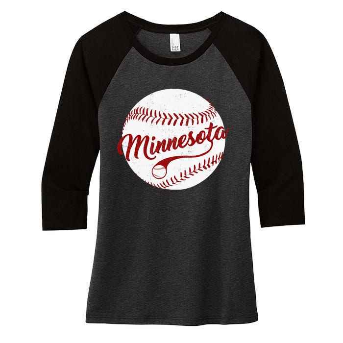 Baseball Minnesota Team Love Baseball National Pastime Women's Tri-Blend 3/4-Sleeve Raglan Shirt