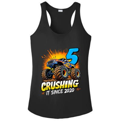Birthday Monster Truck 5 Year Old Boy 5th Party Born Ladies PosiCharge Competitor Racerback Tank