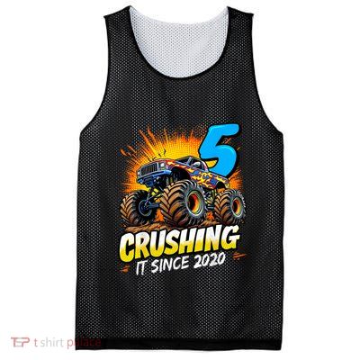 Birthday Monster Truck 5 Year Old Boy 5th Party Born Mesh Reversible Basketball Jersey Tank