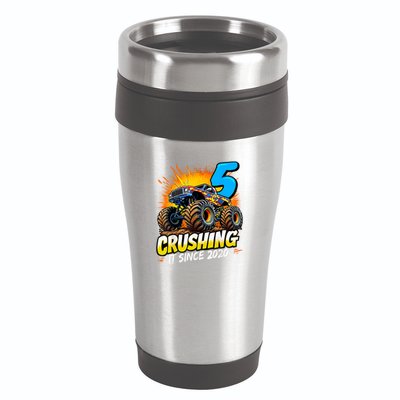 Birthday Monster Truck 5 Year Old Boy 5th Party Born 16oz Travel Tumbler