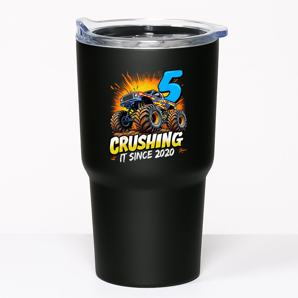 Birthday Monster Truck 5 Year Old Boy 5th Party Born Tumbler