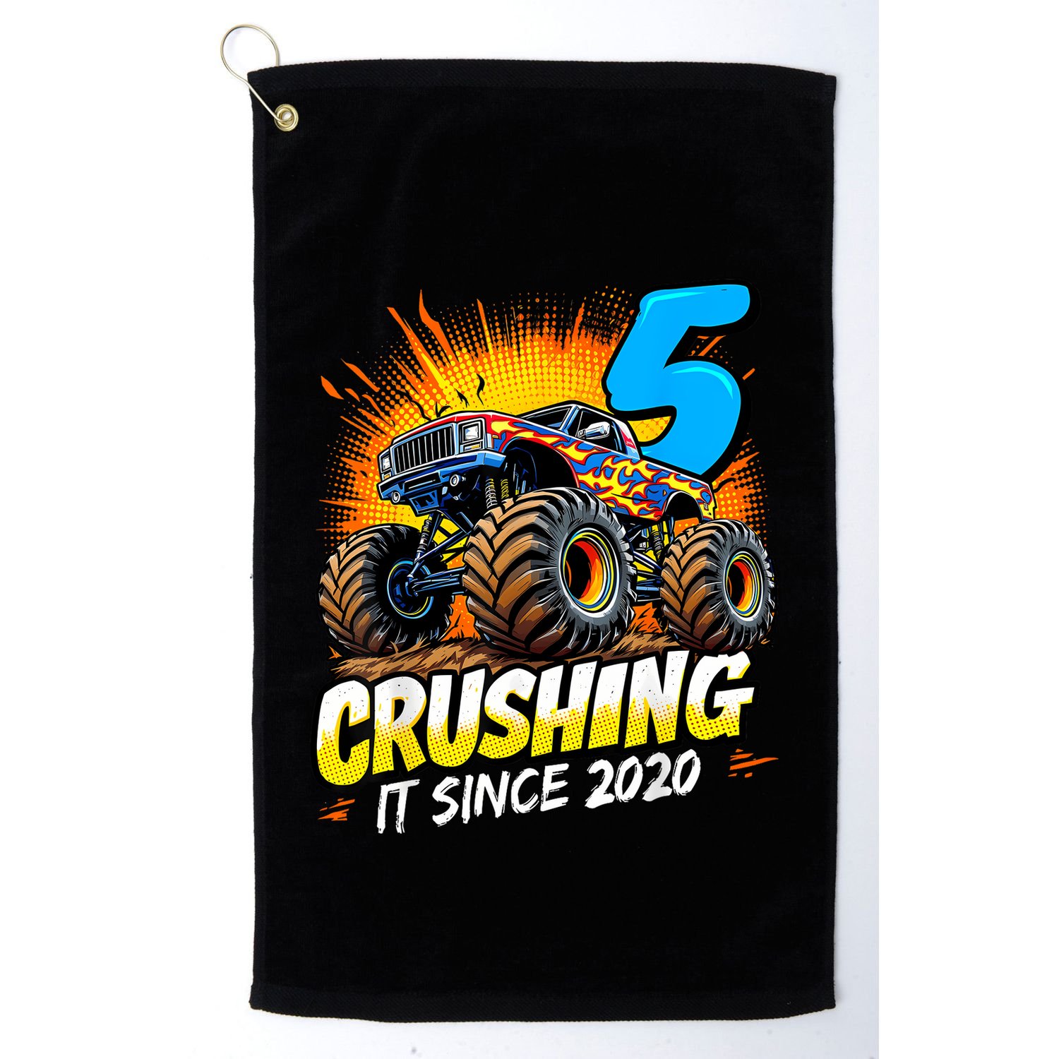 Birthday Monster Truck 5 Year Old Boy 5th Party Born Golf Towel