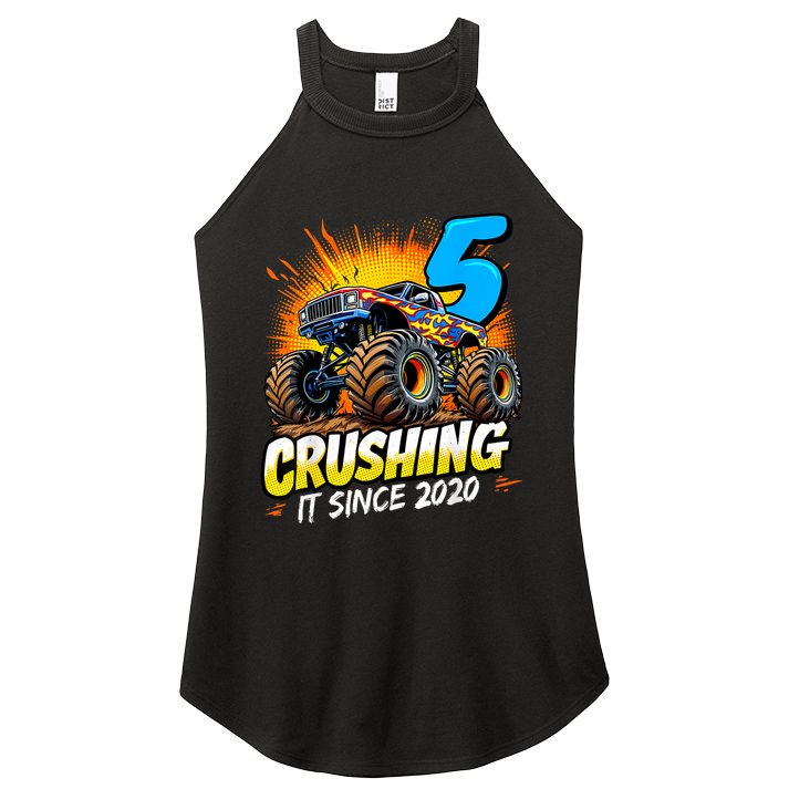 Birthday Monster Truck 5 Year Old Boy 5th Party Born Women's Perfect Tri Rocker Tank