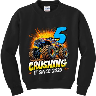 Birthday Monster Truck 5 Year Old Boy 5th Party Born Kids Sweatshirt