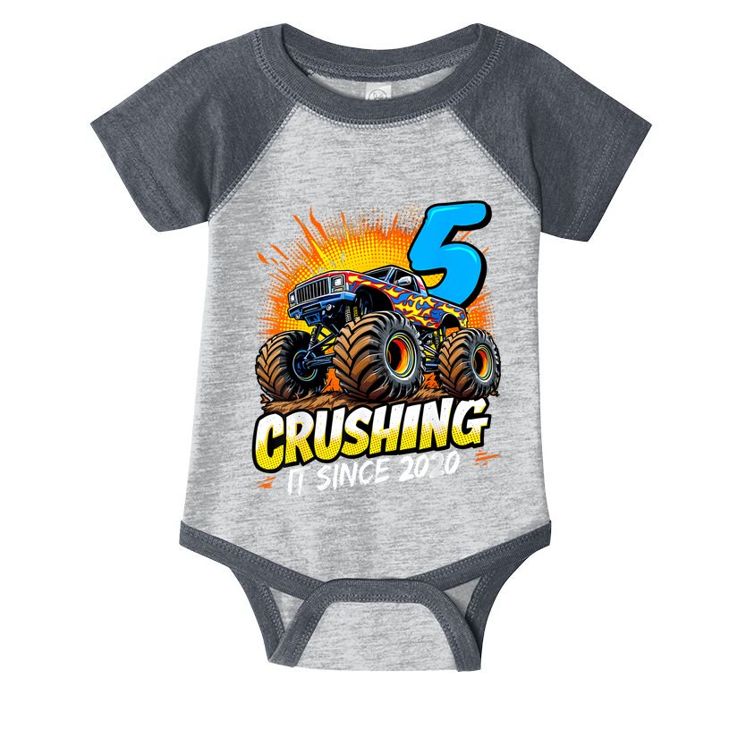 Birthday Monster Truck 5 Year Old Boy 5th Party Born Infant Baby Jersey Bodysuit