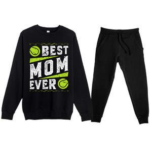 Best Mom Tennis Gift Premium Crewneck Sweatsuit Set