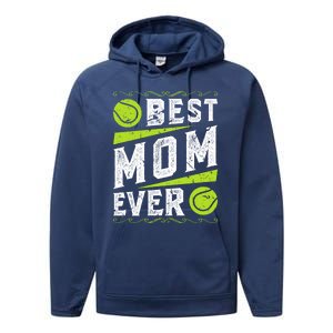 Best Mom Tennis Gift Performance Fleece Hoodie