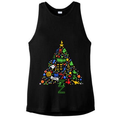 Broadway Musical Theatre Christmas Tree Ladies PosiCharge Tri-Blend Wicking Tank