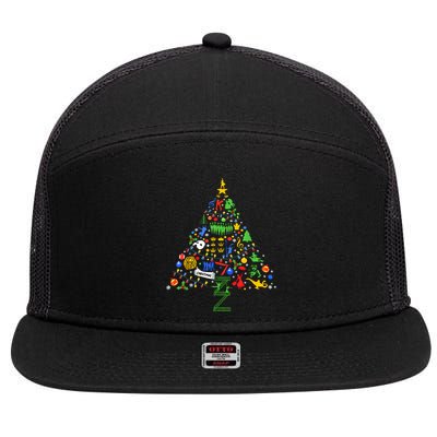 Broadway Musical Theatre Christmas Tree 7 Panel Mesh Trucker Snapback Hat