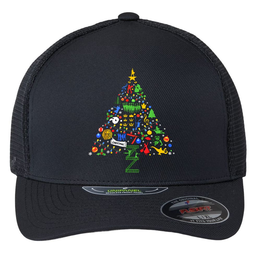 Broadway Musical Theatre Christmas Tree Flexfit Unipanel Trucker Cap