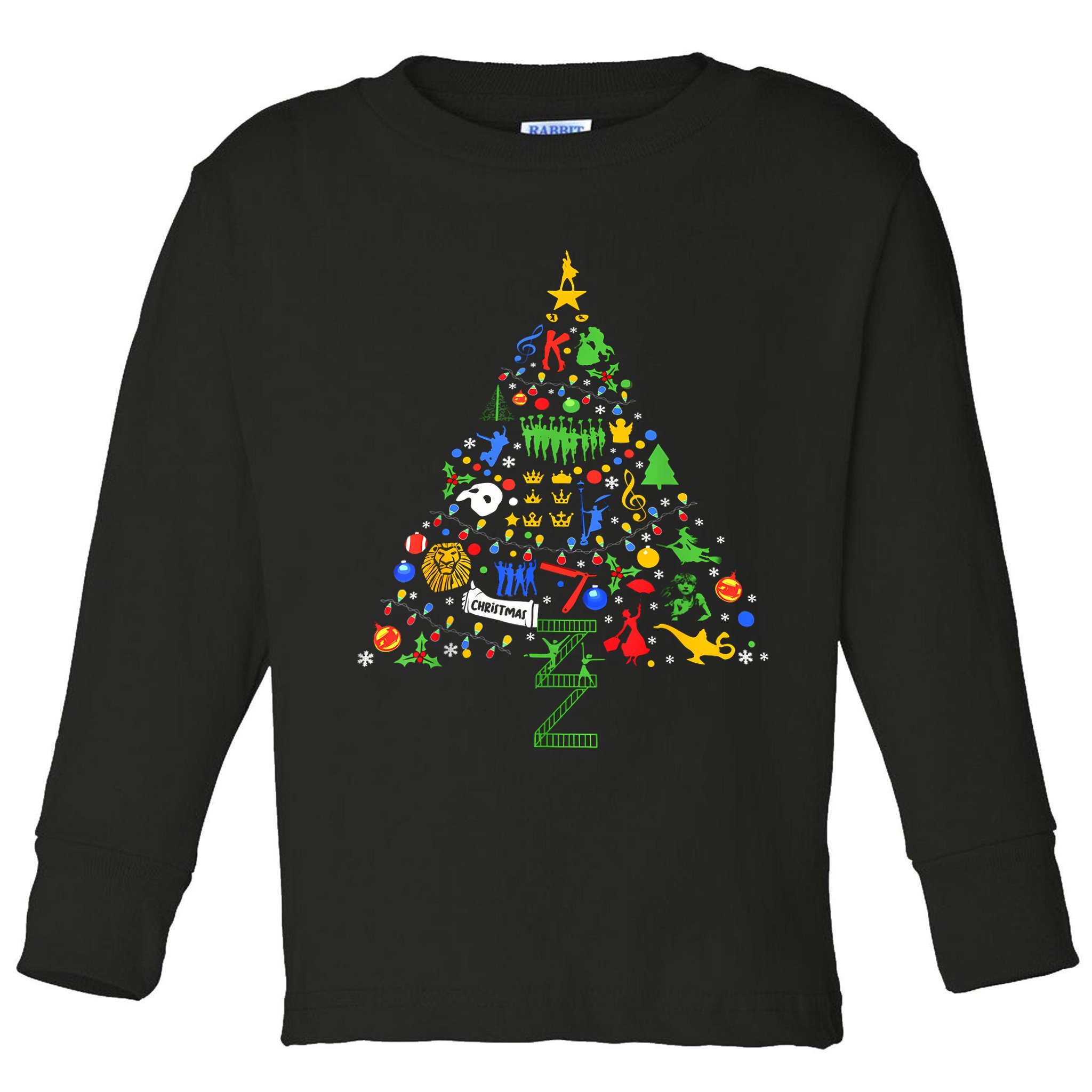 Broadway Musical Theatre Christmas Tree Toddler Long Sleeve Shirt