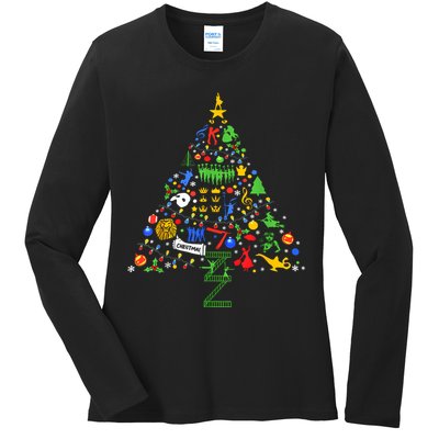 Broadway Musical Theatre Christmas Tree Ladies Long Sleeve Shirt