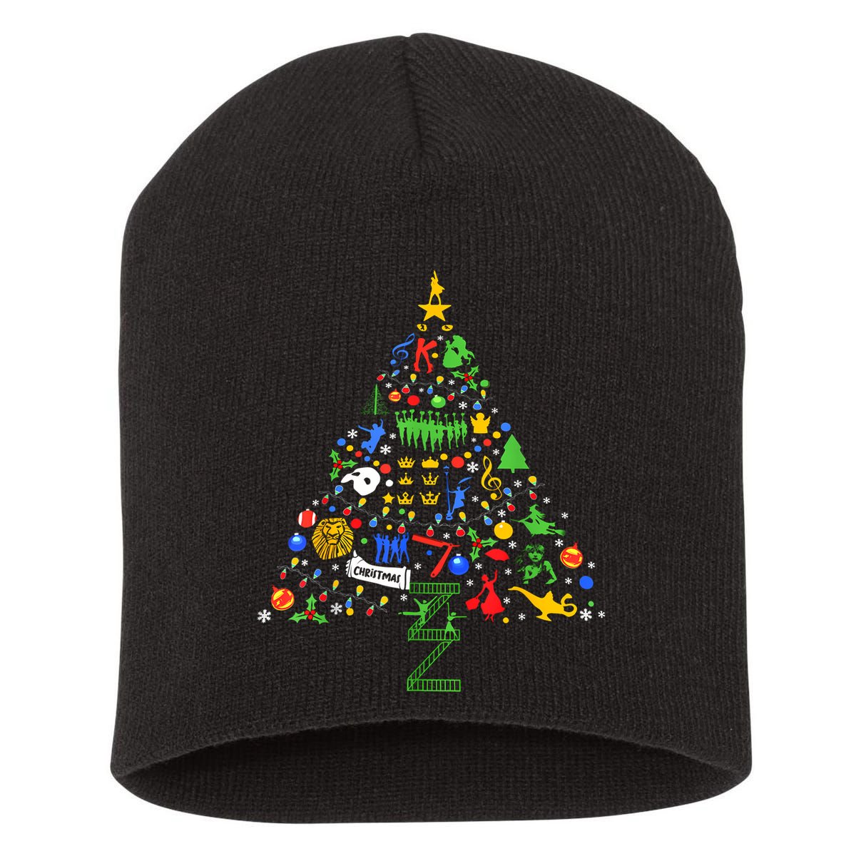 Broadway Musical Theatre Christmas Tree Short Acrylic Beanie