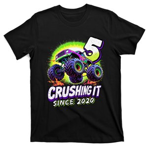 Birthday Monster Truck 5 Year Old Boy 5th Party Born 2020 Gift T-Shirt