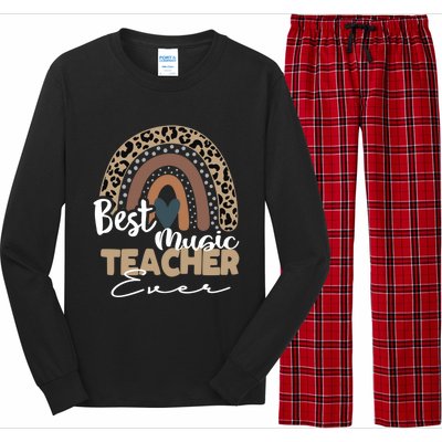 Best Music Teacher Ever Boho Rainbow Teacher Appreciation Gift Long Sleeve Pajama Set