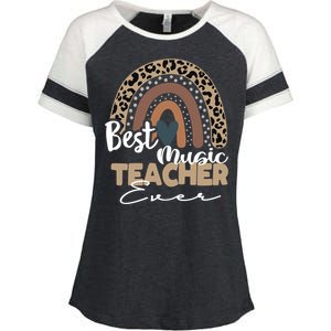 Best Music Teacher Ever Boho Rainbow Teacher Appreciation Gift Enza Ladies Jersey Colorblock Tee