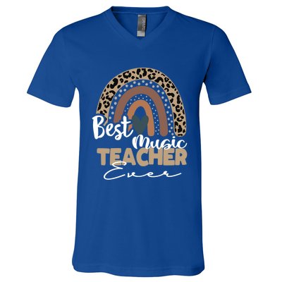 Best Music Teacher Ever Boho Rainbow Teacher Appreciation Gift V-Neck T-Shirt