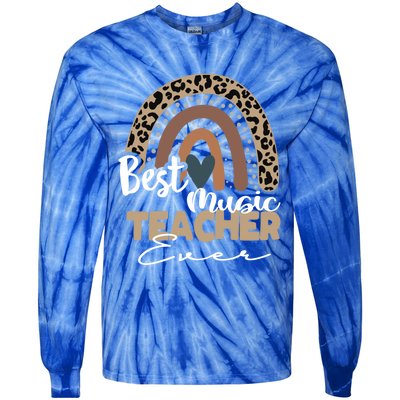 Best Music Teacher Ever Boho Rainbow Teacher Appreciation Gift Tie-Dye Long Sleeve Shirt