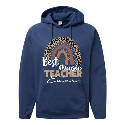 Best Music Teacher Ever Boho Rainbow Teacher Appreciation Gift Performance Fleece Hoodie