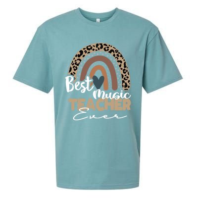 Best Music Teacher Ever Boho Rainbow Teacher Appreciation Gift Sueded Cloud Jersey T-Shirt