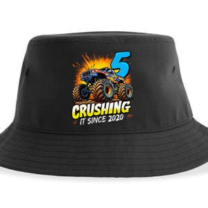 Birthday Monster Truck 5 Year Old Boy 5th Party Born 2020 Gift Sustainable Bucket Hat