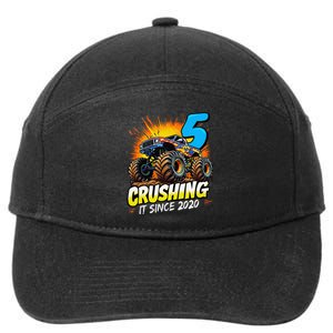 Birthday Monster Truck 5 Year Old Boy 5th Party Born 2020 Gift 7-Panel Snapback Hat