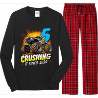 Birthday Monster Truck 5 Year Old Boy 5th Party Born 2020 Gift Long Sleeve Pajama Set