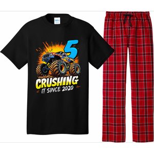 Birthday Monster Truck 5 Year Old Boy 5th Party Born 2020 Gift Pajama Set