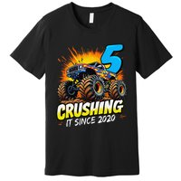 Birthday Monster Truck 5 Year Old Boy 5th Party Born 2020 Gift Premium T-Shirt