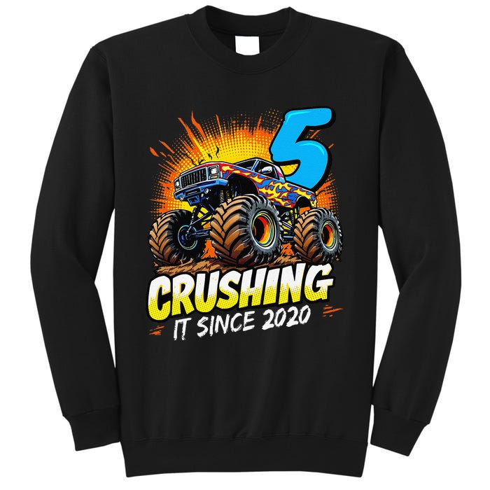 Birthday Monster Truck 5 Year Old Boy 5th Party Born 2020 Gift Tall Sweatshirt