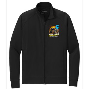 Birthday Monster Truck 5 Year Old Boy 5th Party Born 2020 Gift Stretch Full-Zip Cadet Jacket