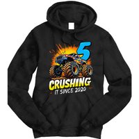 Birthday Monster Truck 5 Year Old Boy 5th Party Born 2020 Gift Tie Dye Hoodie