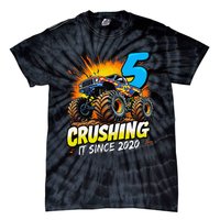 Birthday Monster Truck 5 Year Old Boy 5th Party Born 2020 Gift Tie-Dye T-Shirt