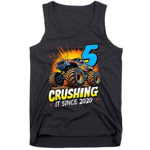 Birthday Monster Truck 5 Year Old Boy 5th Party Born 2020 Gift Tank Top