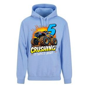 Birthday Monster Truck 5 Year Old Boy 5th Party Born 2020 Gift Unisex Surf Hoodie