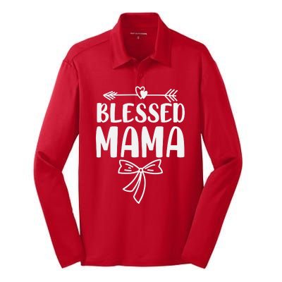 Blessed Mama Tee For Women Funny Mama Gifts Silk Touch Performance Long Sleeve Polo