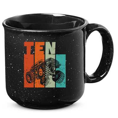 Birthday Monster Truck Retro 10 Year Old Bday 15oz Campfire Ceramic Mug