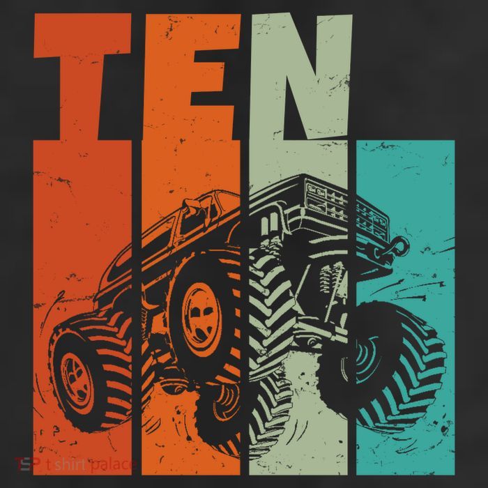 Birthday Monster Truck Retro 10 Year Old Bday Beanie