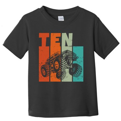 Birthday Monster Truck Retro 10 Year Old Bday Toddler T-Shirt