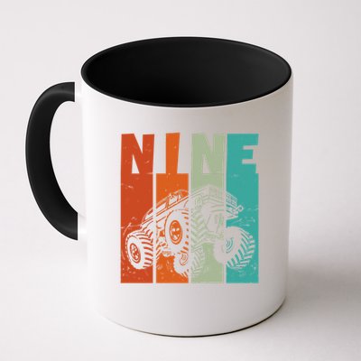 Birthday Monster Truck Retro 9 Year Old Bday Mug