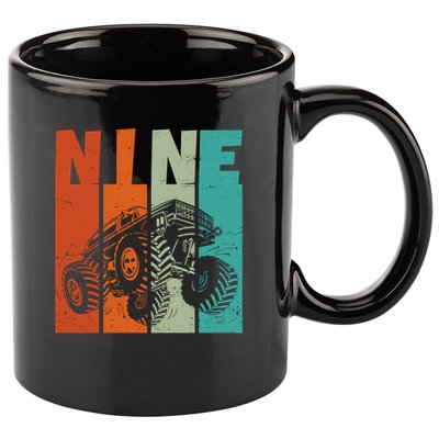 Birthday Monster Truck Retro 9 Year Old Bday 11oz C Handle Ceramic Mug