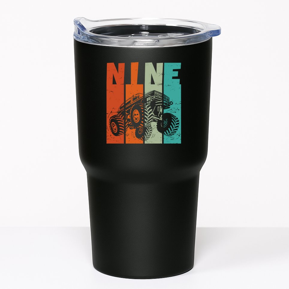Birthday Monster Truck Retro 9 Year Old Bday Tumbler
