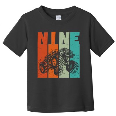 Birthday Monster Truck Retro 9 Year Old Bday Toddler T-Shirt
